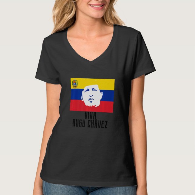 T-shirt Vive Hugo Chávez Face Au Drapeau (Devant)