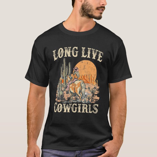 T-shirt Vive Rodeo Western Country Cowgirls Gr (Devant)