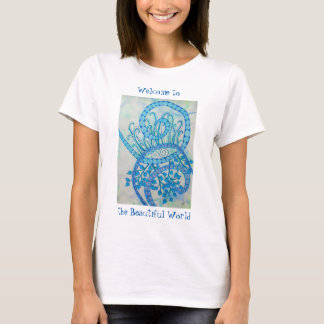 T-shirt Vives spirales abstraites et plantes bleus