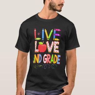 T-shirt Vivez Amour Enseignant de 3e année Élève Enfant Re