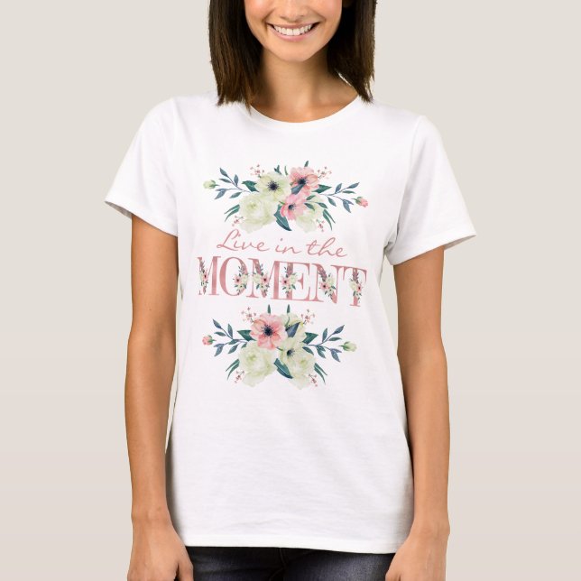 T-shirt Vivez dans la flore de la Parties scintillant rose (Devant)