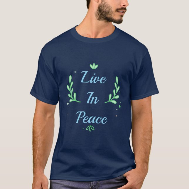 T-shirt Vivez en Paix couronne fleurie (Devant)