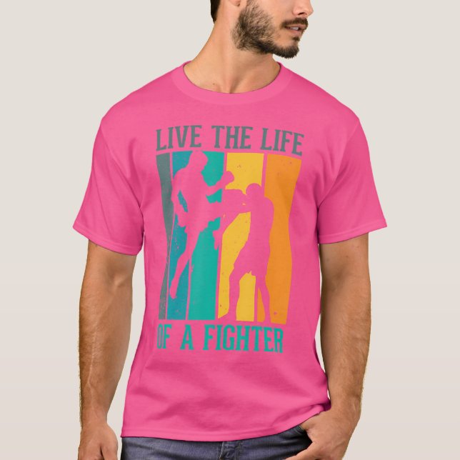 T-shirt Vivez La Vie D'Un Combat Pour Un Kickboxer Kickbox (Devant)