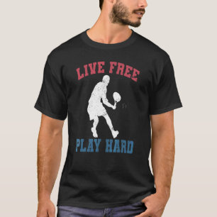 T-shirt Vivez Libre Jouez Dur Joueur de Tennis Entraîneu