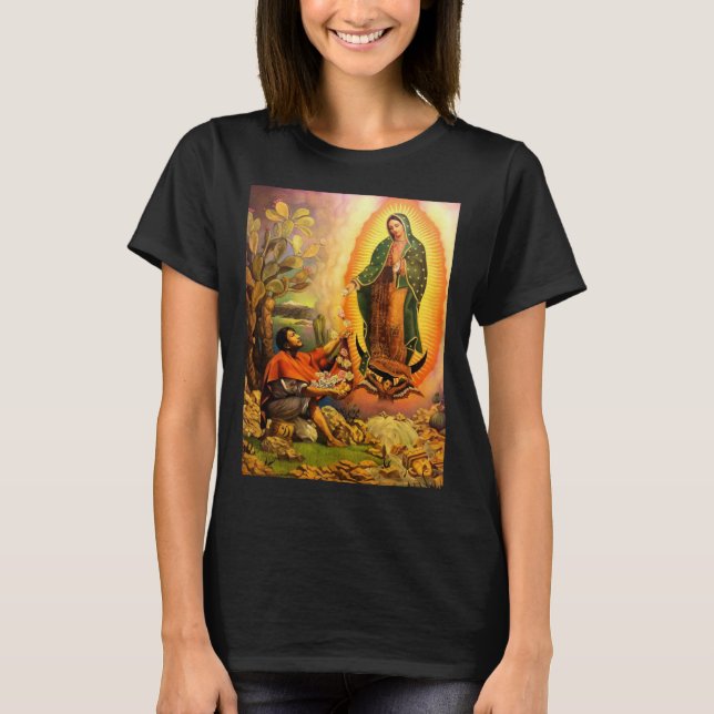 T-shirt Vivid Notre-Dame de Guadalupe Jolie femme noire (Devant)