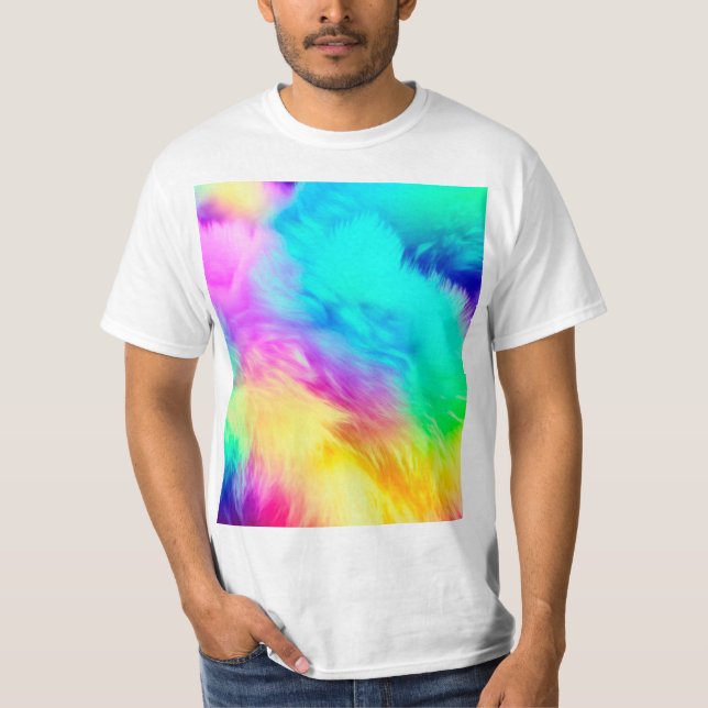 T-shirt Vivid Rainbow Fluffy Fur Texture-75201 (Devant)