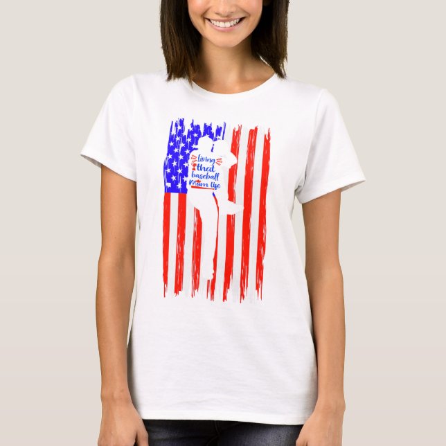 T-shirt Vivre Cette Vie De Maman De Baseball (Devant)