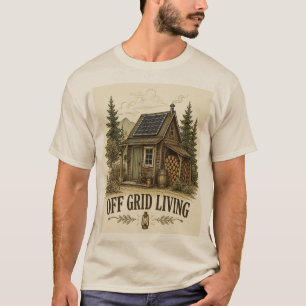 T-shirt Vivre hors réseau Cabane de ferme vintage Art