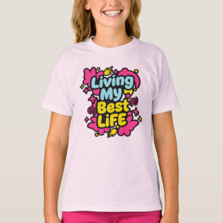 T-shirt Vivre ma vie au mieux graphiques pop art colorés