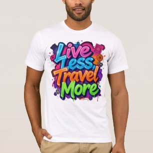 T-shirt Vivre moins voyager plus Néon Graffiti Citation de