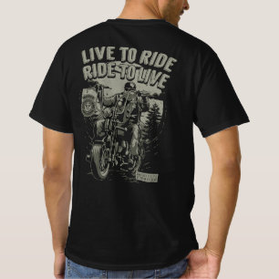 T-shirt Vivre pour rouler, rouler pour vivre, barbu motard
