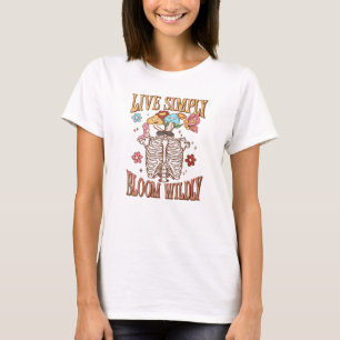 T-shirt Vivre Simplement, Fleur Sauvage - Squelette & Cham