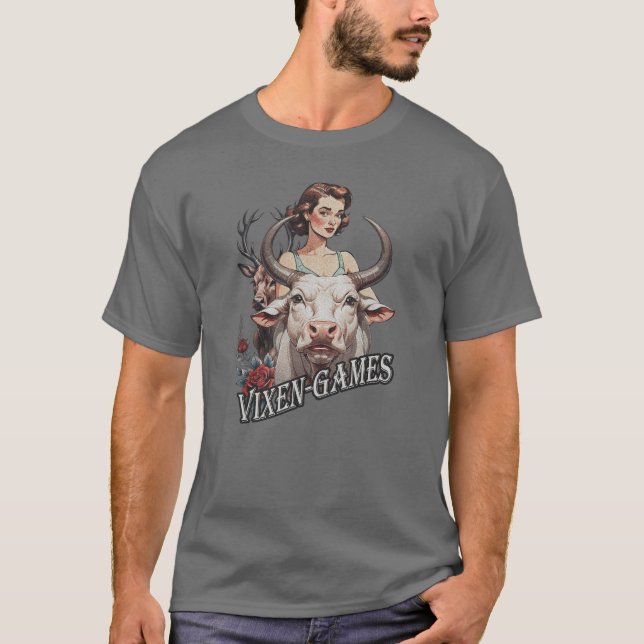 T-shirt Vixen Jeux femme avec grand taureau et cerf (Devant)