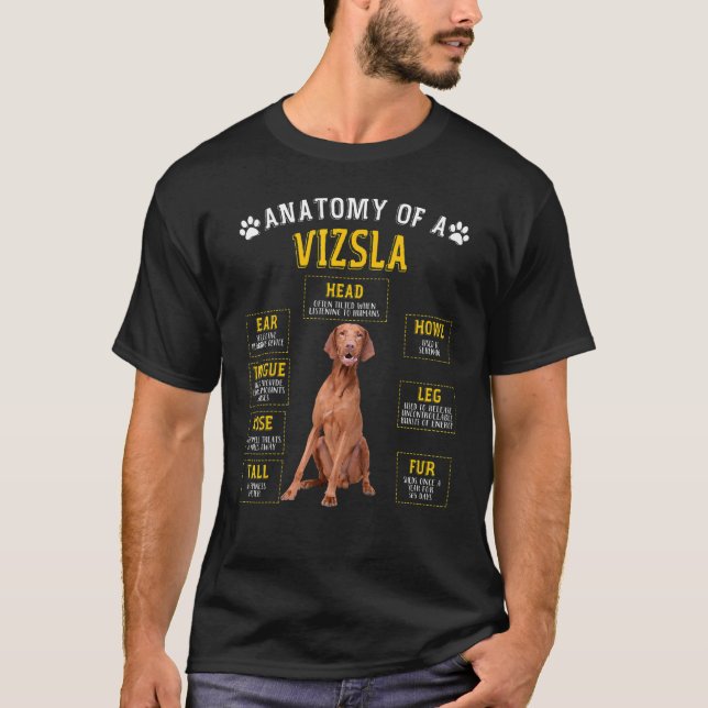 T-shirt Vizsla Anatomie Pour Femmes Hommes (Devant)