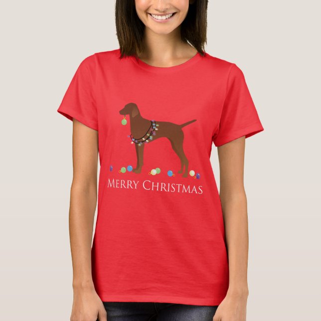 T-shirt Vizsla Chien Joyeux Noël Design (Devant)