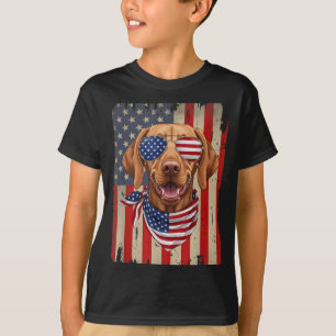 T-shirt Vizsla du 4 juillet Drapeau américain Usa
