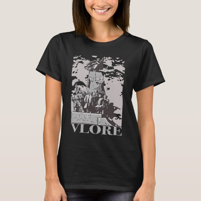 T-shirt Vlorë Vlore Albanie City Skyline Silhouette Outlin (Devant)