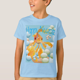 T-shirt Vœux bleu ciel pour un Nowruz heureux Poisson roug