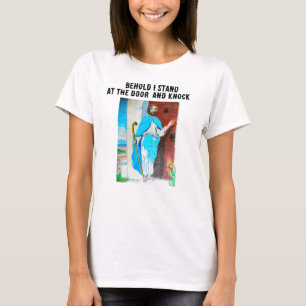 T-shirt VOICI, JE ME TIENS À LA PORTE, chemise Jésus