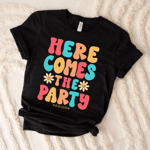 T-shirt Voici la fête rétro personnalisée 