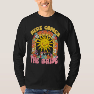 T-shirt Voici la mariée Groovy Rétro 70s Enterrement de vi