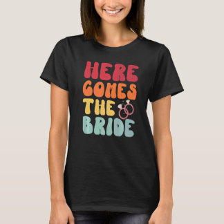 T-shirt Voici La Mariée Retro Groovy Enterrement de Vie de
