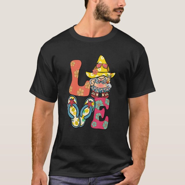 T-shirt Voici Le Sun Love Gnome Summer Retro Beach V (Devant)