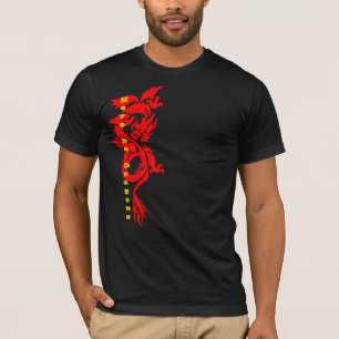 T-shirt Voici Les Dragons Mythiques Dragon Rouge Chinois
