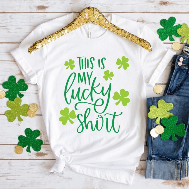 T-shirt Voici ma Lucky Shirt Green Whimsical Typographie (Créateur téléchargé)