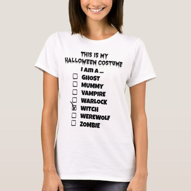 T-shirt Voici mon costume d'Halloween - Check Mark Witch (Devant)