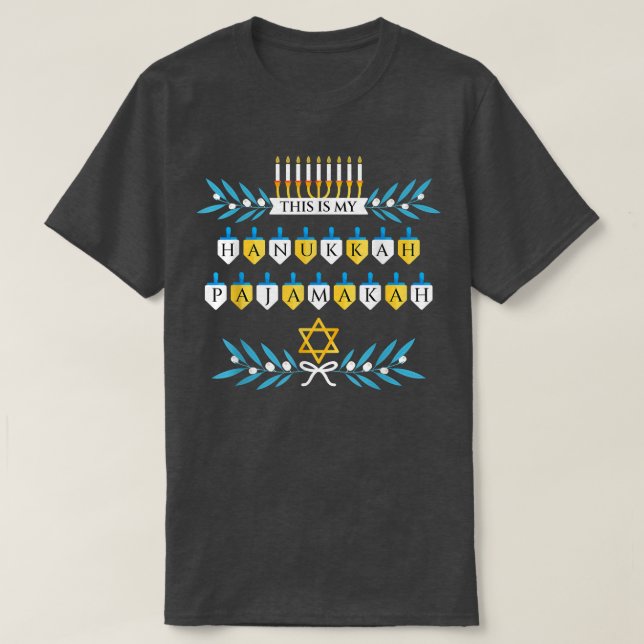 T-shirt Voici Mon Hanoukka Pajamakah Dreidel Chanukah Paj (Design devant)