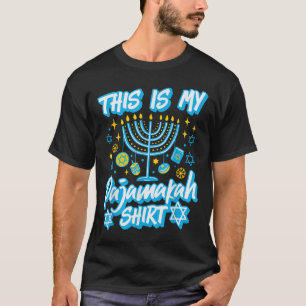 T-shirt Voici Mon Pajamakah Hanoukka Menorah Bougies Funn