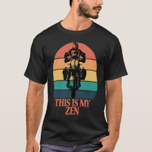 T-shirt Voici Mon Zen Retro Sunset Motorcycle Aventure L