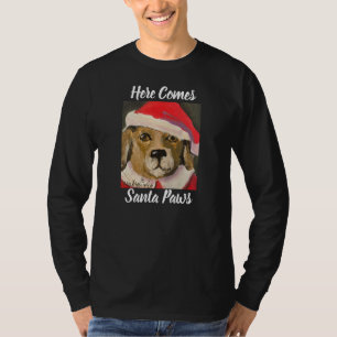 T-shirt Voici Père Noël Paws drôle Père Noël Dog Tee