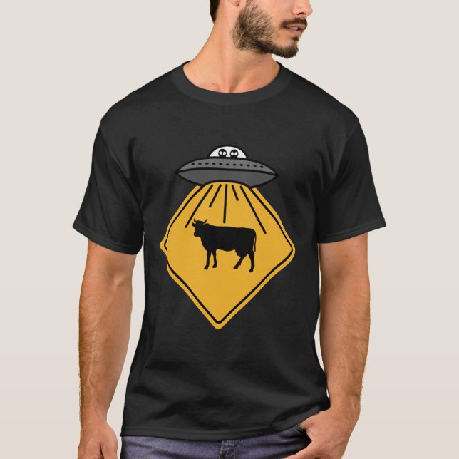 T-shirt Voie d'enlèvement Alien de vache Signé Drôle OVNI  (Devant)