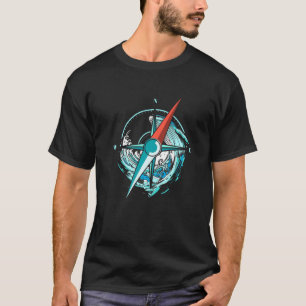 T-shirt Voile et voile avec boussole et nautique