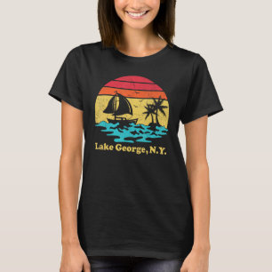 T-shirt Voile Lake George New York Voile de navigation Vin