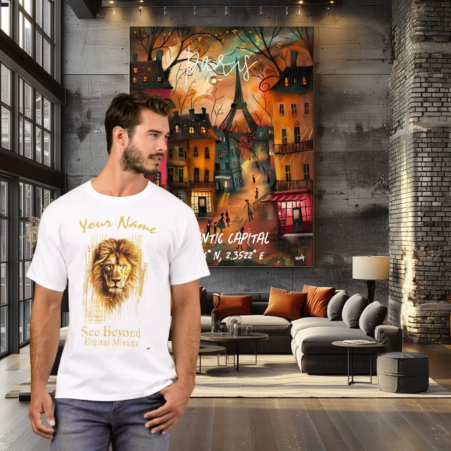 T-shirt Voir au-delà - Mirage numérique | Cyberpunk Lion A (Créateur téléchargé)