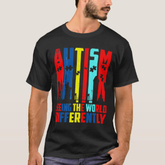T-shirt Voir Le Monde Différent Puzzle Pièce Autisme A