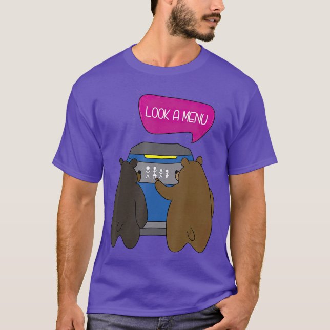 T-shirt Voir Un Menu Drôle Camping Ours (Devant)