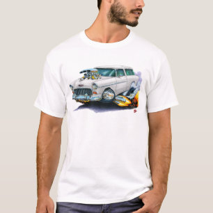 T-shirt Voiture 1955 de blanc de nomade de Chevy