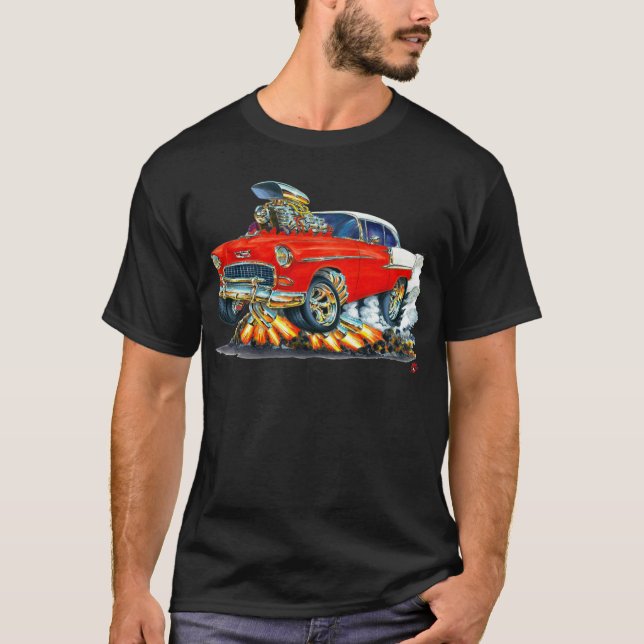 T-shirt Voiture 1955 de rouge de Chevy Belair (Devant)