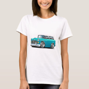 T-shirt Voiture 1955 Turquoise-Blanche de nomade de Chevy