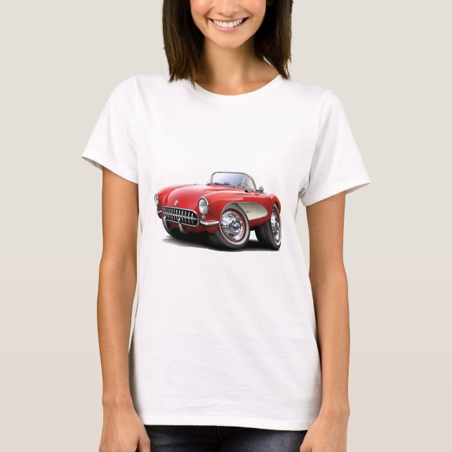 T-shirt Voiture 1956-57 de rouge de Corvette (Devant)