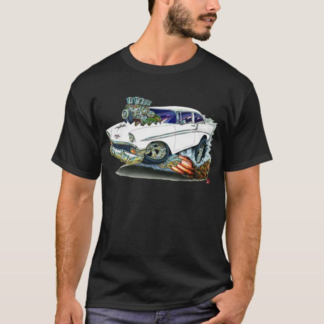 T-shirt Voiture 1956 de blanc de Chevy Belair (Devant)