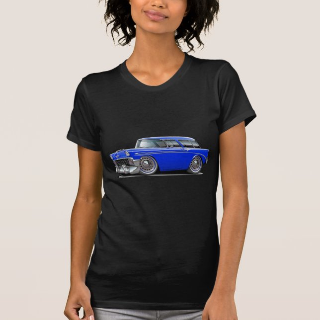 T-shirt Voiture 1956 de bleu de nomade (Devant)