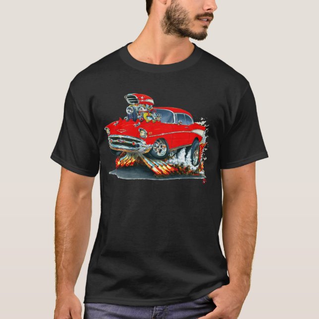 T-shirt Voiture 1957 de rouge de Chevy Belair (Devant)