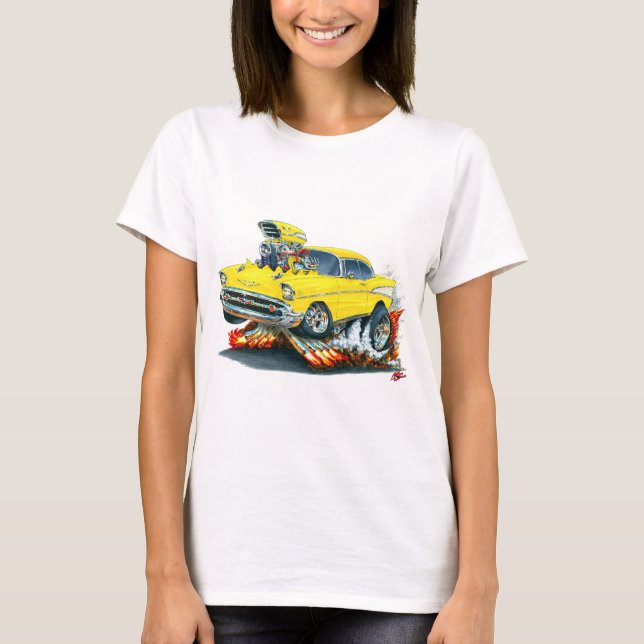 T-shirt Voiture 1957 jaune de Chevy Belair (Devant)