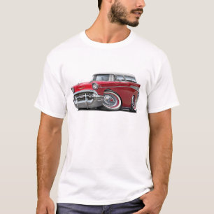 T-shirt Voiture 1957 Rouge-Blanche de nomade de Chevy