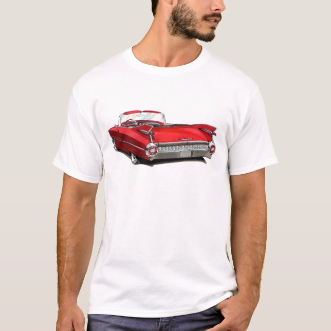 T-shirt Voiture 1959 de rouge de Cadillac (Devant)